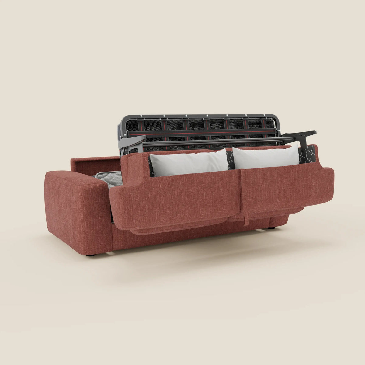 Cloud Divano letto materasso H17 cm dai morbidi cuscini in tessuto impermeabile T06 corallo - divitt.sbs