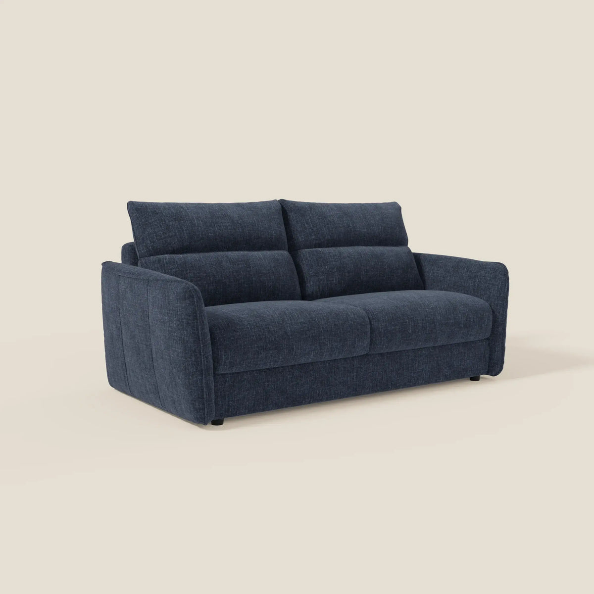 Elios Divano letto con morbidi cuscini spalliera in tessuto smacchiabile T24 blu notte - divitt.sbs