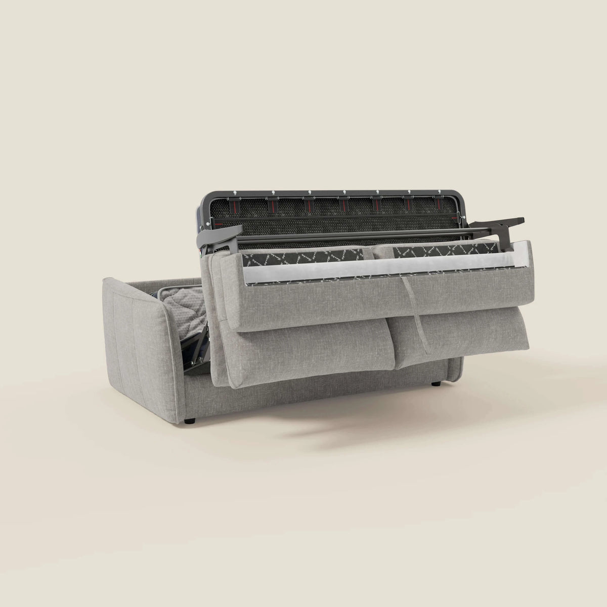 Elios Divano letto con morbidi cuscini spalliera in tessuto smacchiabile T24 grigio - divitt.sbs