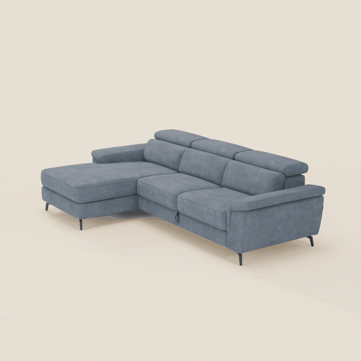 Estro Divano estraibile con chaise-longue e poggiatesta reclinabili in tessuto impermeabile T14 carta da zucchero - divitt.sbs