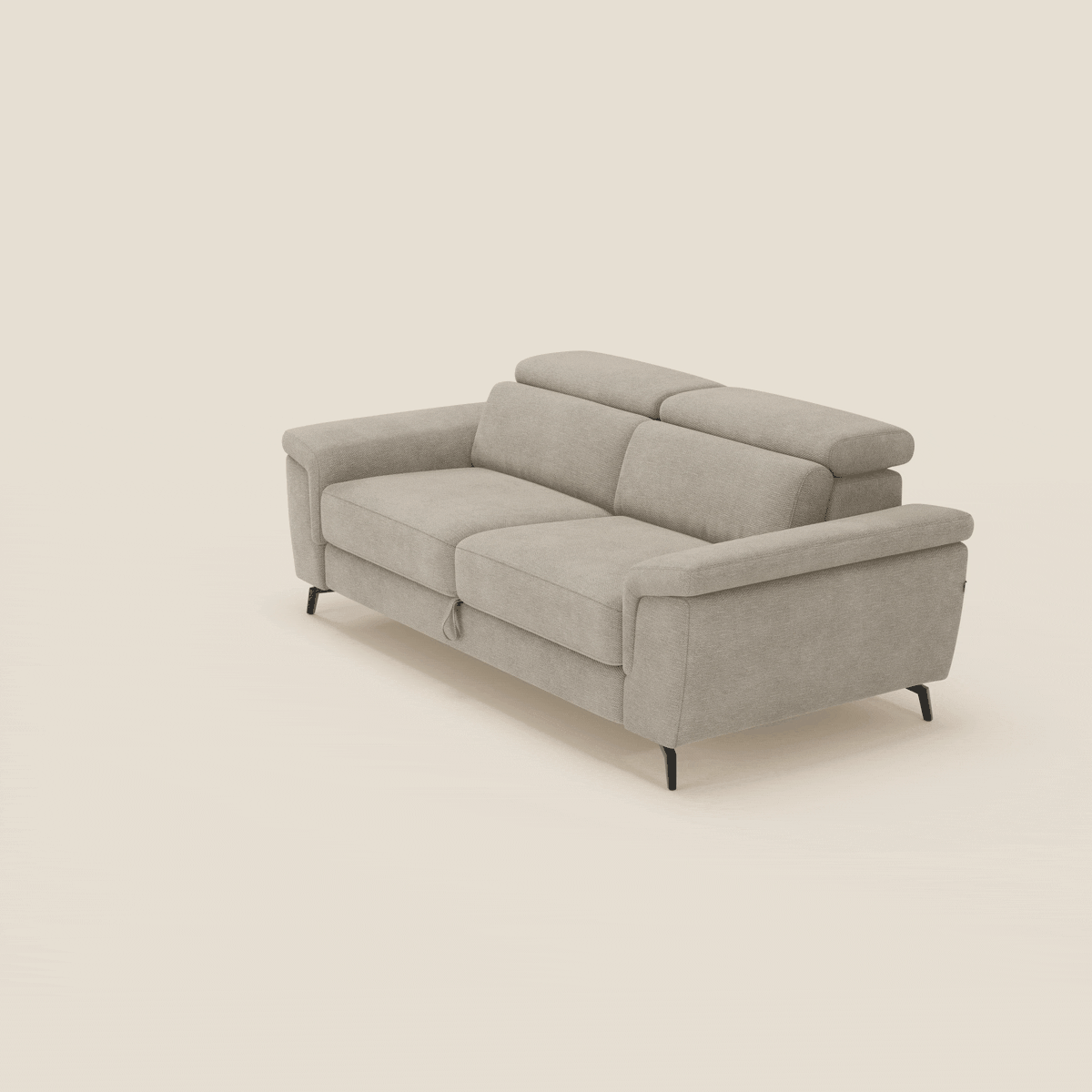 Estro Divano 3 posti con pouf estraibile - poggiatesta reclinabili in tessuto impermeabile T14 beige - divitt.sbs