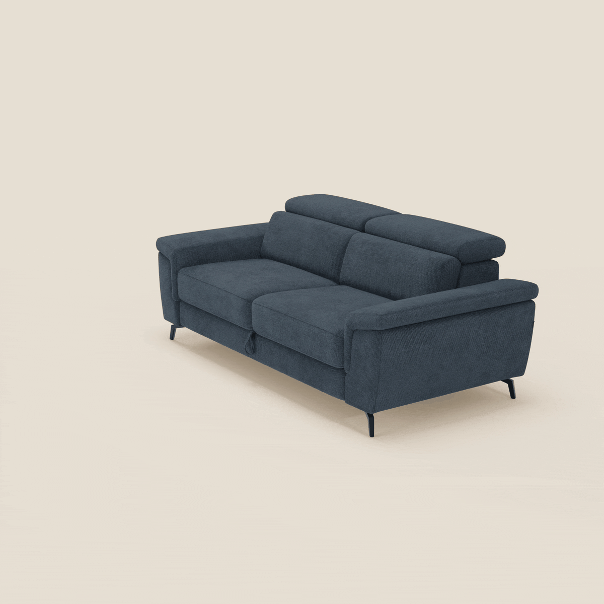 Estro Divano 3 posti con pouf estraibile - poggiatesta reclinabili in tessuto impermeabile T14 blu - divitt.sbs
