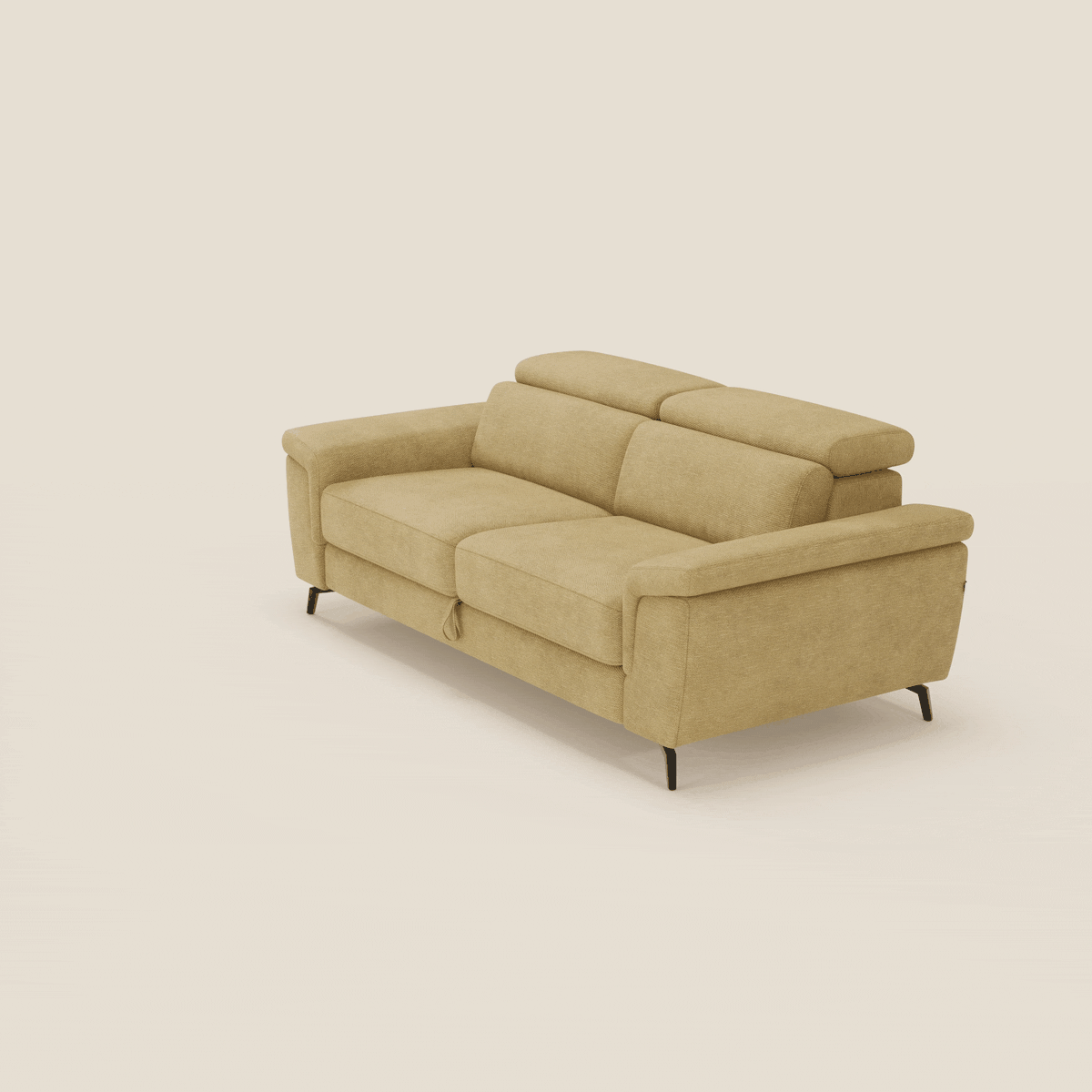 Estro Divano 3 posti con pouf estraibile - poggiatesta reclinabili in tessuto impermeabile T14 giallo - divitt.sbs