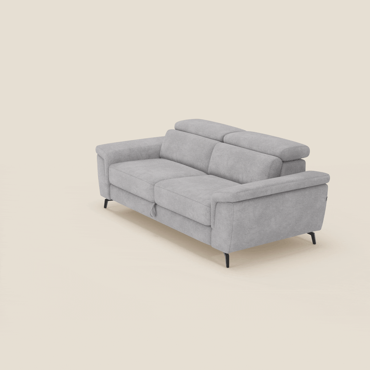 Estro Divano 3 posti con pouf estraibile - poggiatesta reclinabili in tessuto impermeabile T14 grigio chiaro - divitt.sbs