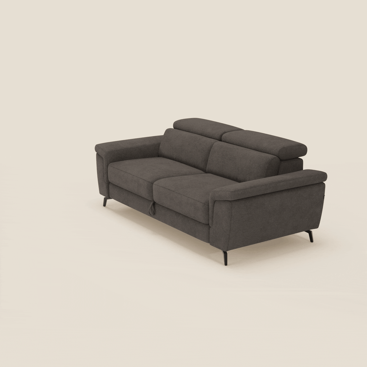 Estro Divano 3 posti con pouf estraibile - poggiatesta reclinabili in tessuto impermeabile T14 marrone - divitt.sbs