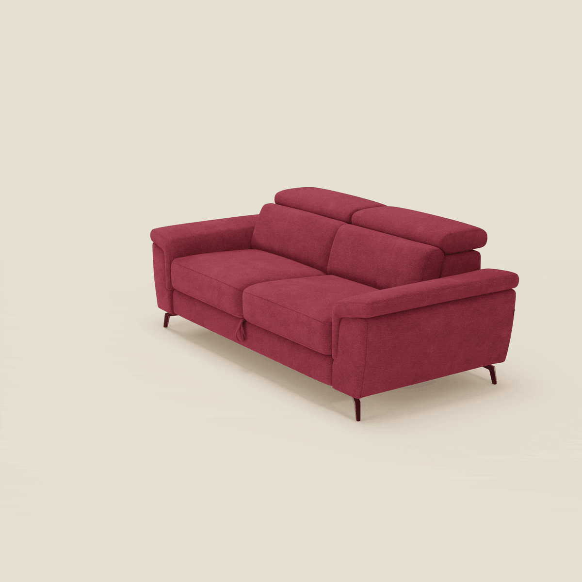 Estro Divano 3 posti con pouf estraibile - poggiatesta reclinabili in tessuto impermeabile T14 rosso - divitt.sbs