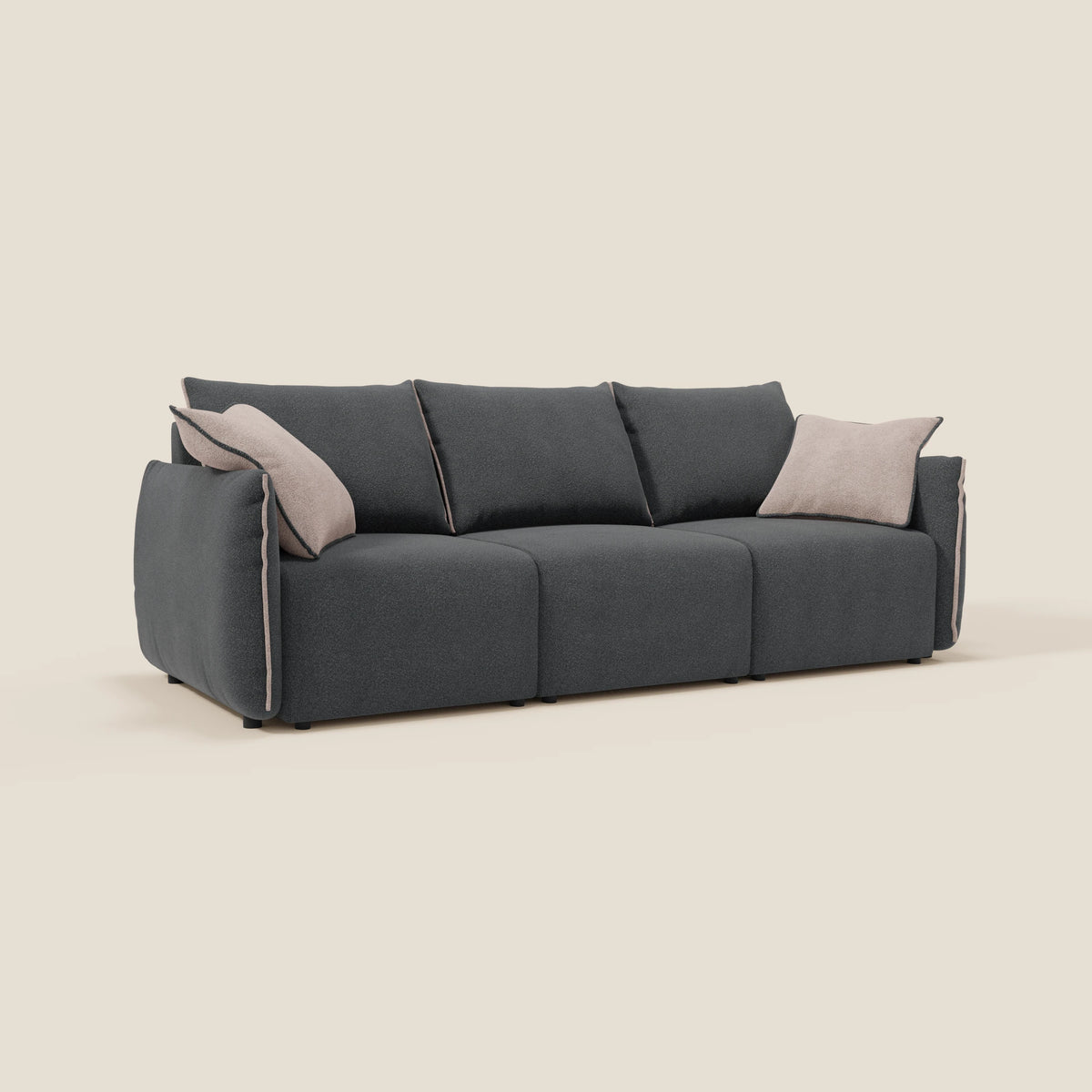 Flexar divano con 3 sedute allungabili schienale in piuma d'oca in bouclé impermeabile T07 - divitt.sbs