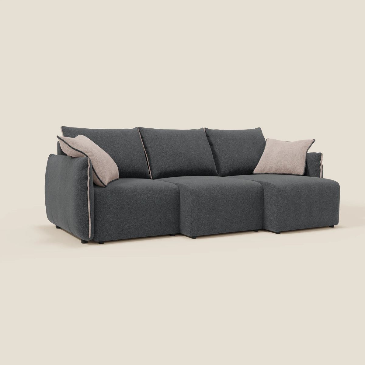 Flexar divano con 3 sedute allungabili schienale in piuma d'oca in bouclé impermeabile T07 - divitt.sbs