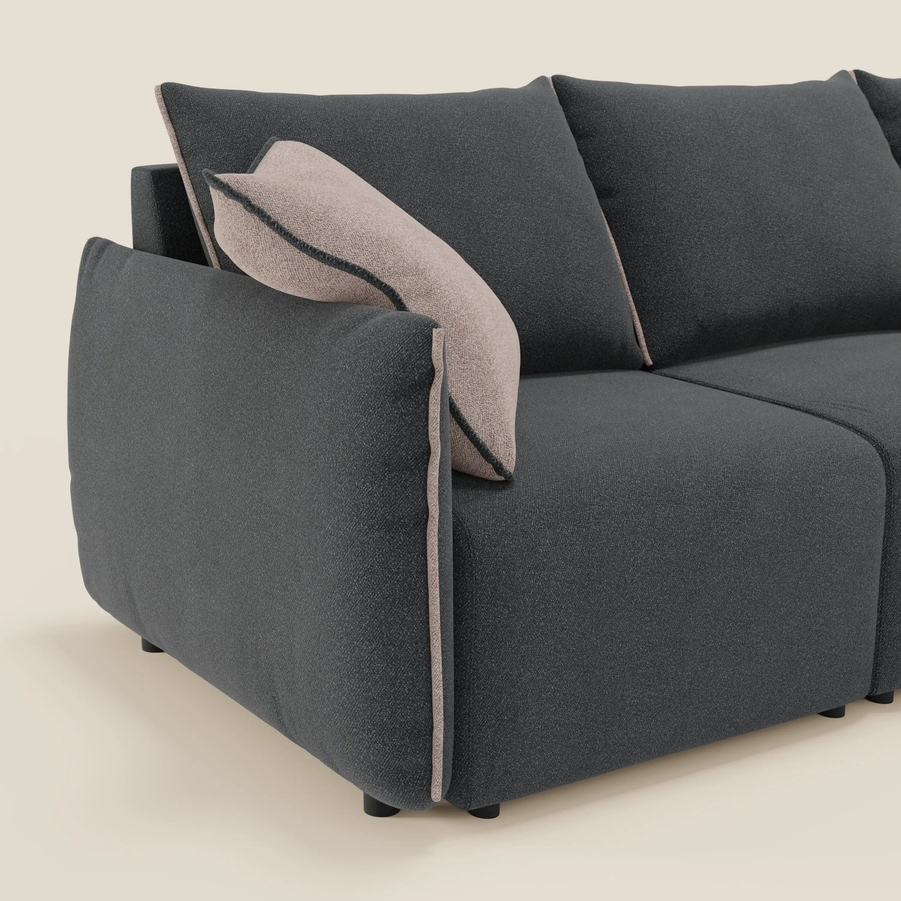 Flexar divano con 3 sedute allungabili schienale in piuma d'oca in bouclé impermeabile T07 - divitt.sbs