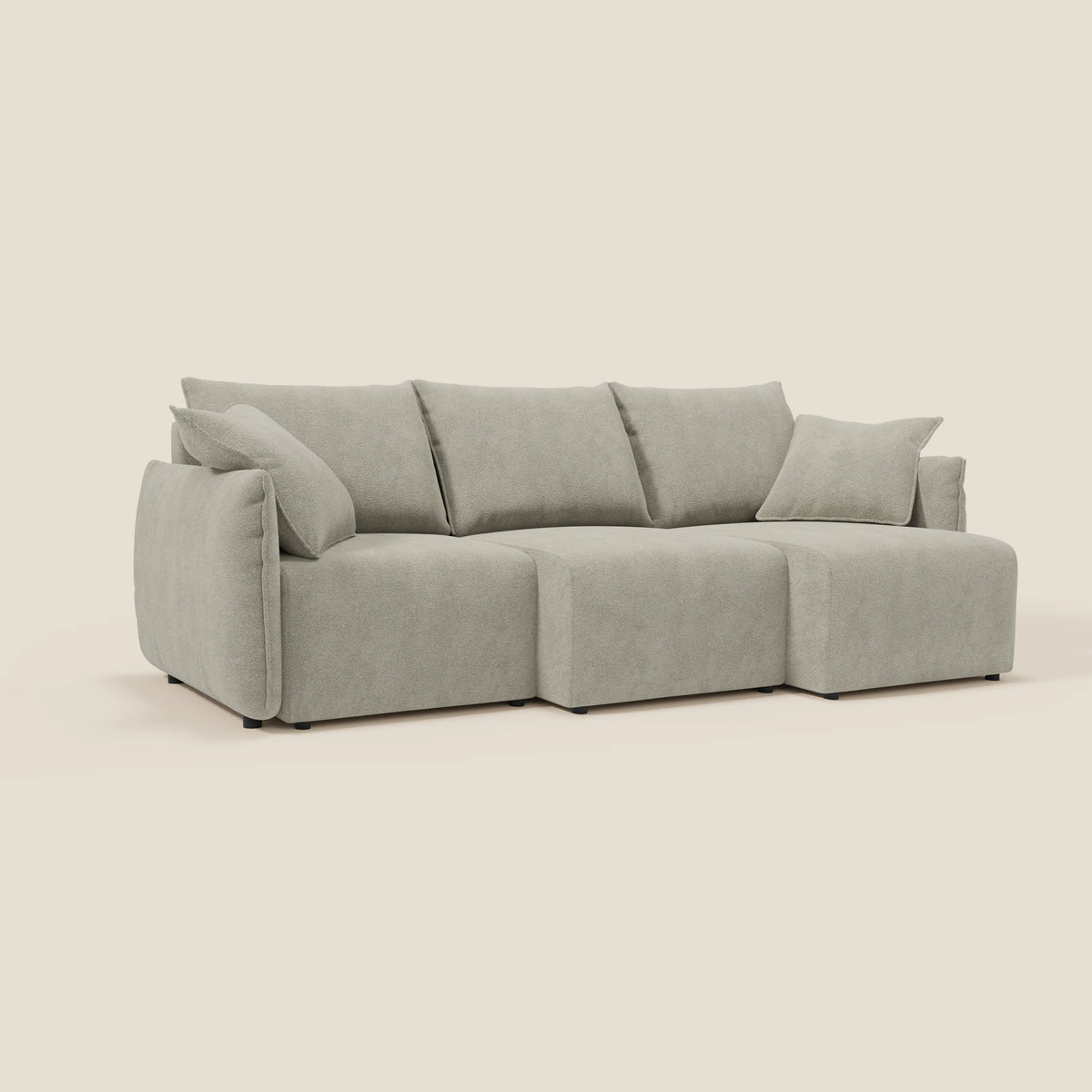 Flexar divano con 3 sedute allungabili schienale in piuma d'oca in bouclé impermeabile T07 - divitt.sbs