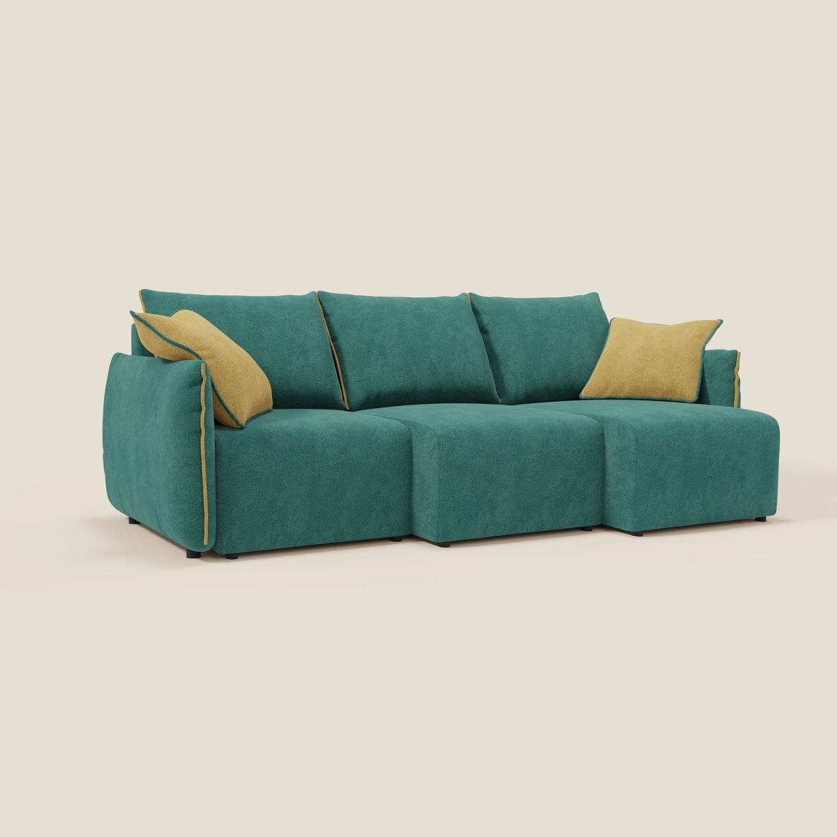 Flexar divano con 3 sedute allungabili schienale in piuma d'oca in bouclé impermeabile T07 - divitt.sbs