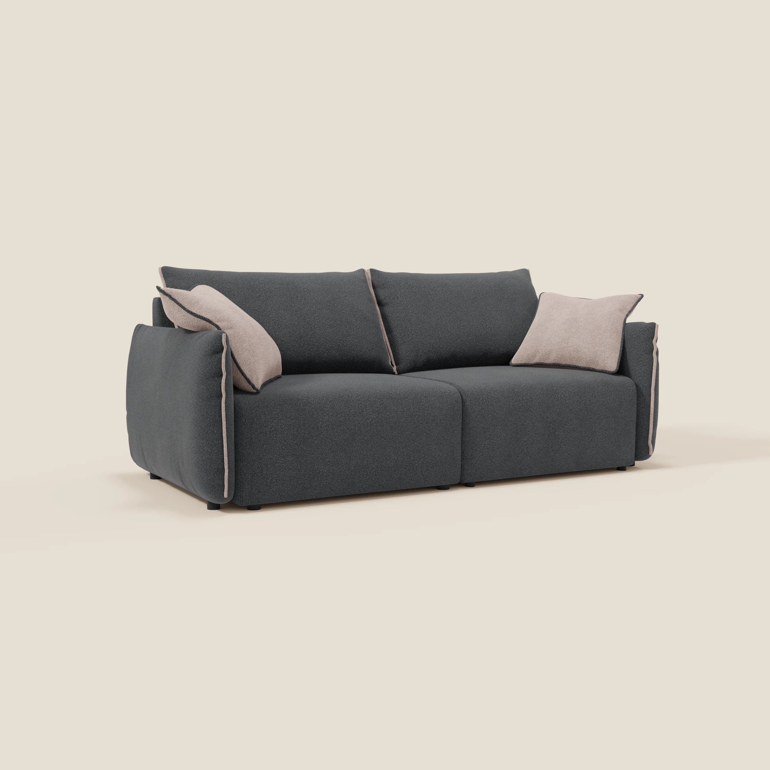 Flexar divano con sedute allungabili e schienale in piuma in morbido bouclé impermeabile T07 - divitt.sbs