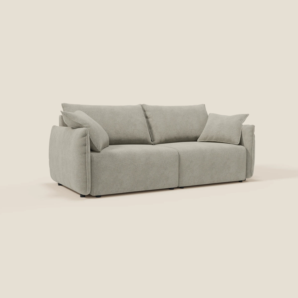 Flexar divano con sedute allungabili e schienale in piuma in morbido bouclé impermeabile T07 - divitt.sbs