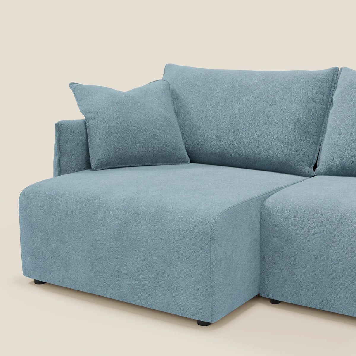 Flexar divano con sedute allungabili e schienale in piuma in morbido bouclé impermeabile T07 - divitt.sbs