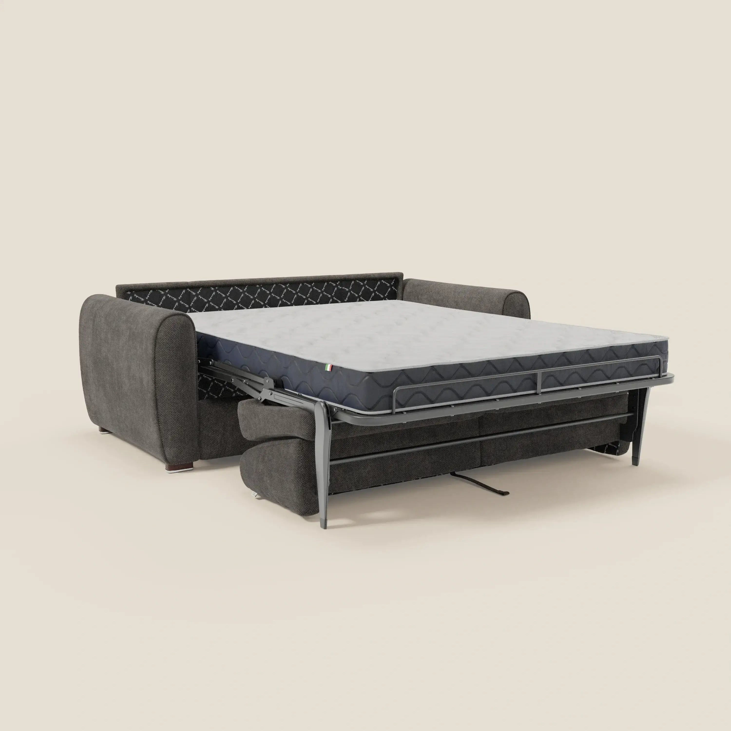 Kaleo Divano letto moderno con materasso H17 cm - in raffinato tessuto impermeabile T26 antracite - divitt.sbs