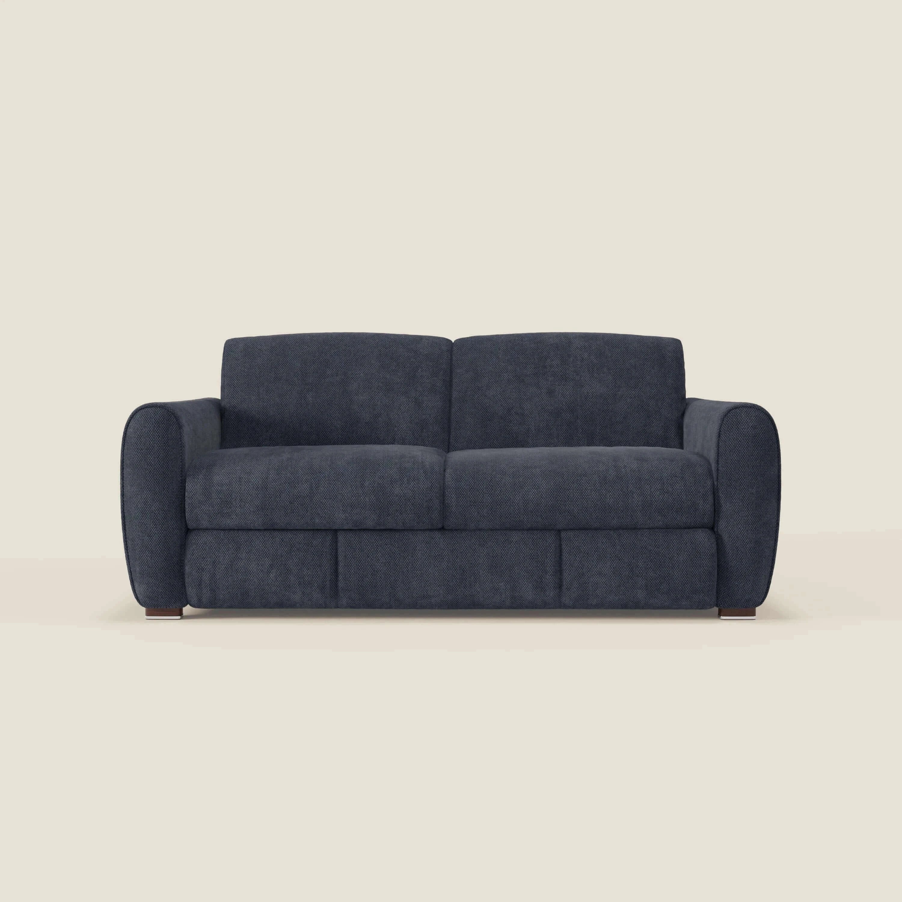 Kaleo Divano letto moderno con materasso H17 cm - in raffinato tessuto impermeabile T26 blu navy - divitt.sbs