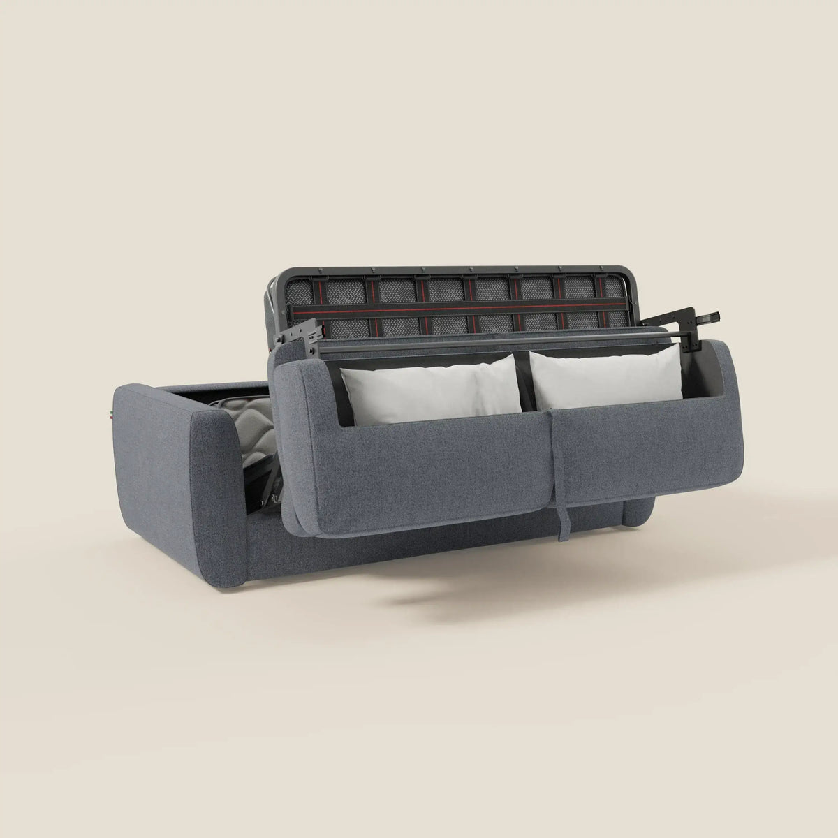 Leonida divano letto sfoderabile e materasso H18 cm - vano portaguanciali in tessuto Smacchiabile T23 - divitt.sbs