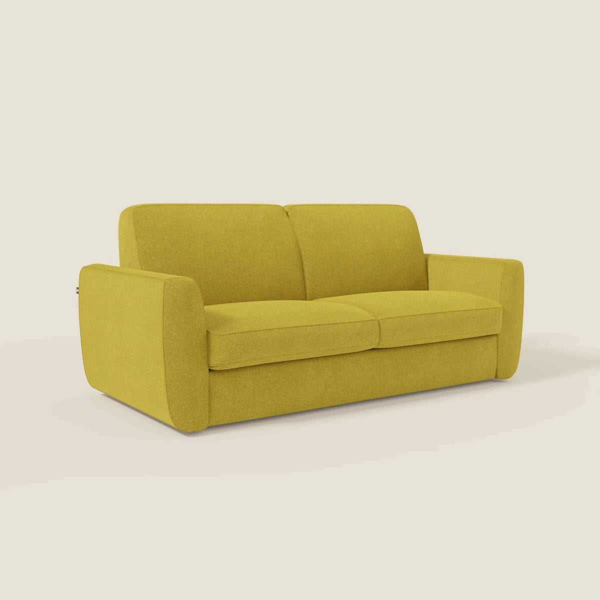 Leonida divano letto sfoderabile e materasso H18 cm - vano portaguanciali in tessuto Smacchiabile T23 giallo sole - divitt.sbs