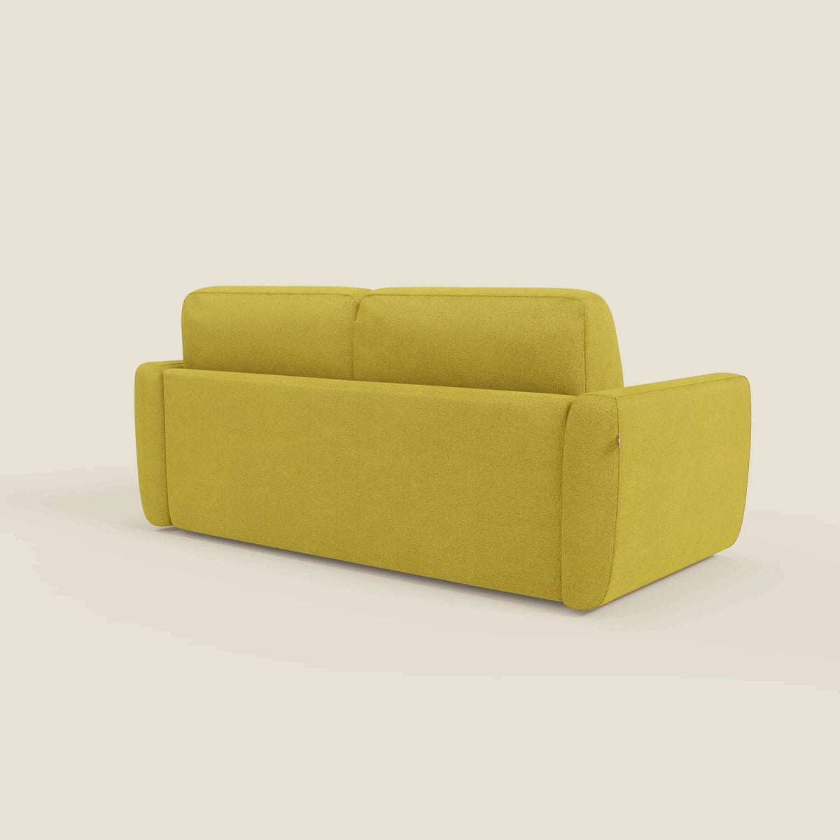 Leonida divano letto sfoderabile e materasso H18 cm - vano portaguanciali in tessuto Smacchiabile T23 giallo sole - divitt.sbs