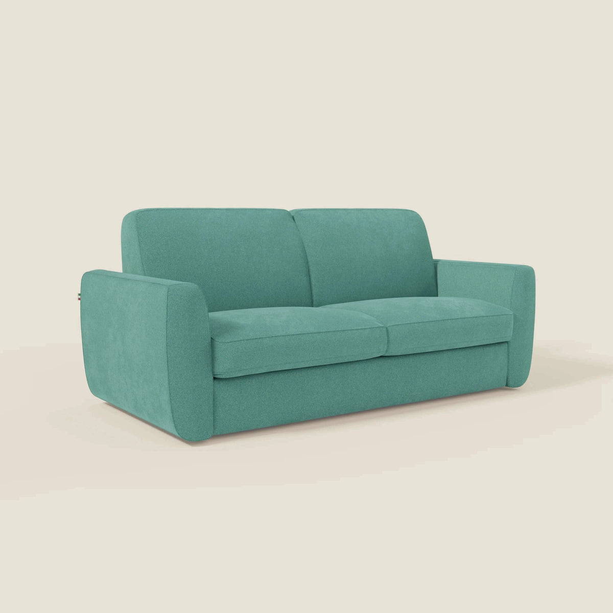 Leonida divano letto sfoderabile e materasso H18 cm - vano portaguanciali in tessuto Smacchiabile T23 verde acqua - divitt.sbs