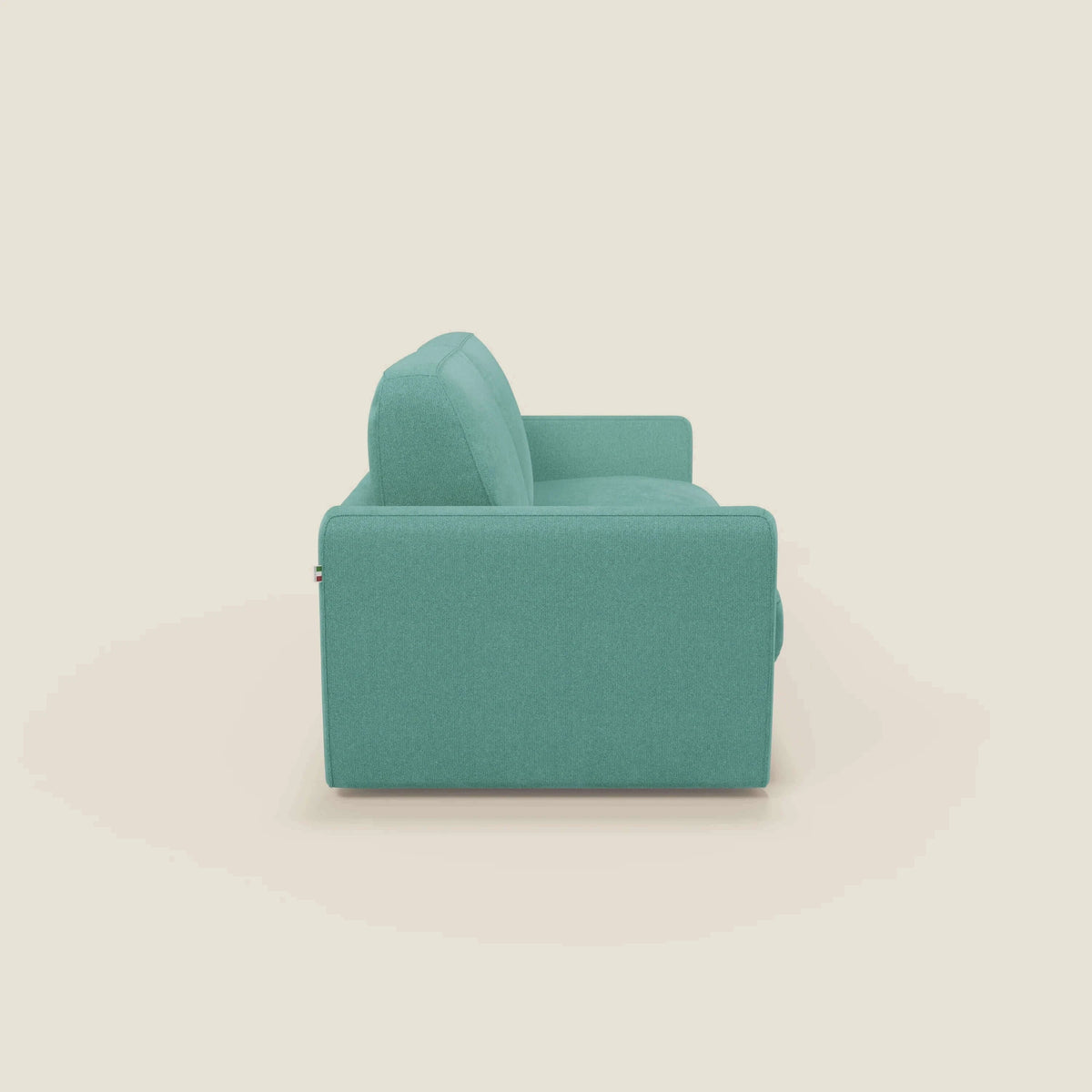 Leonida divano letto sfoderabile e materasso H18 cm - vano portaguanciali in tessuto Smacchiabile T23 verde acqua - divitt.sbs