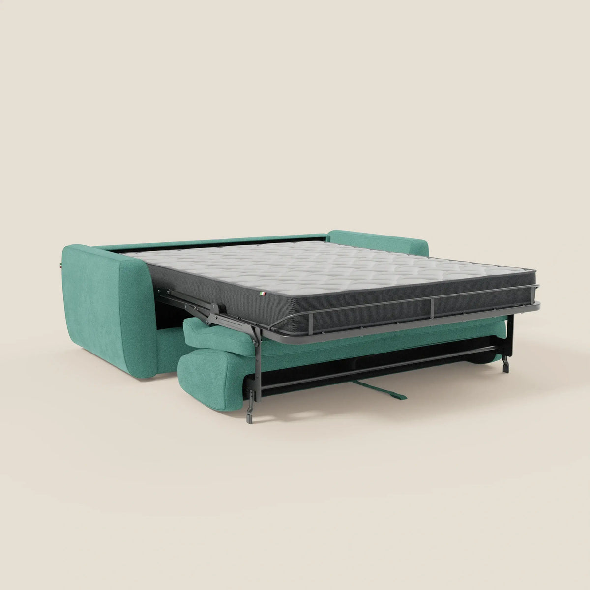 Leonida divano letto sfoderabile e materasso H18 cm - vano portaguanciali in tessuto Smacchiabile T23 verde acqua - divitt.sbs