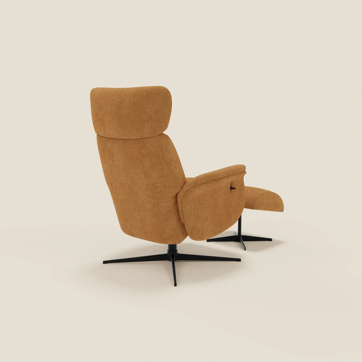 Lunor Poltrona relax reclinabile con pouf poggia-piedi in tessuto bouclé impermeabile T07 - divitt.sbs