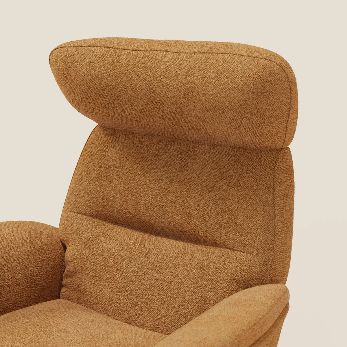 Lunor Poltrona relax reclinabile con pouf poggia-piedi in tessuto bouclé impermeabile T07 - divitt.sbs