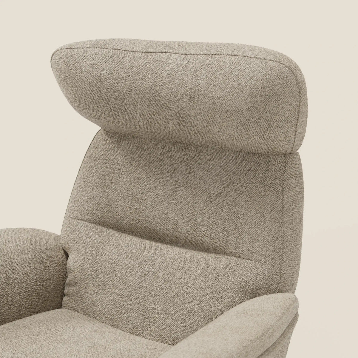 Lunor Poltrona relax reclinabile con pouf poggia-piedi in tessuto bouclé impermeabile T07 - divitt.sbs