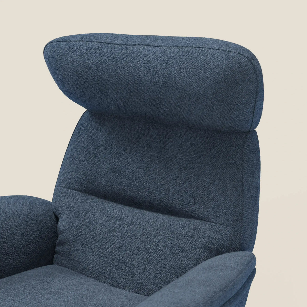 Lunor Poltrona relax reclinabile con pouf poggia-piedi in tessuto bouclé impermeabile T07 - divitt.sbs