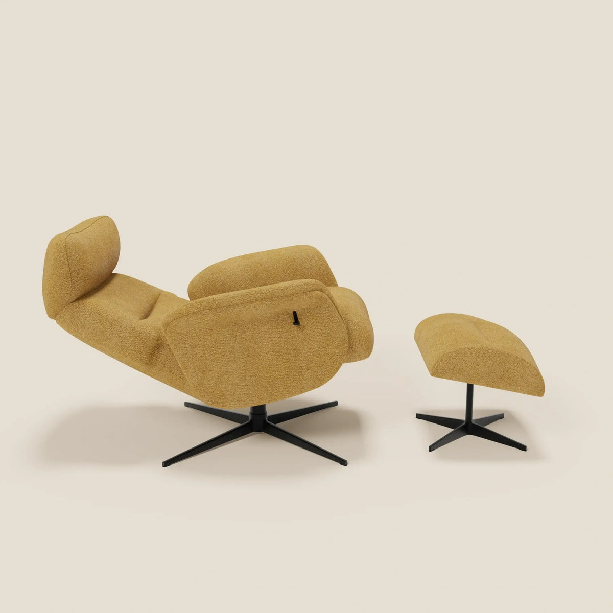 Lunor Poltrona relax reclinabile con pouf poggia-piedi in tessuto bouclé impermeabile T07 - divitt.sbs