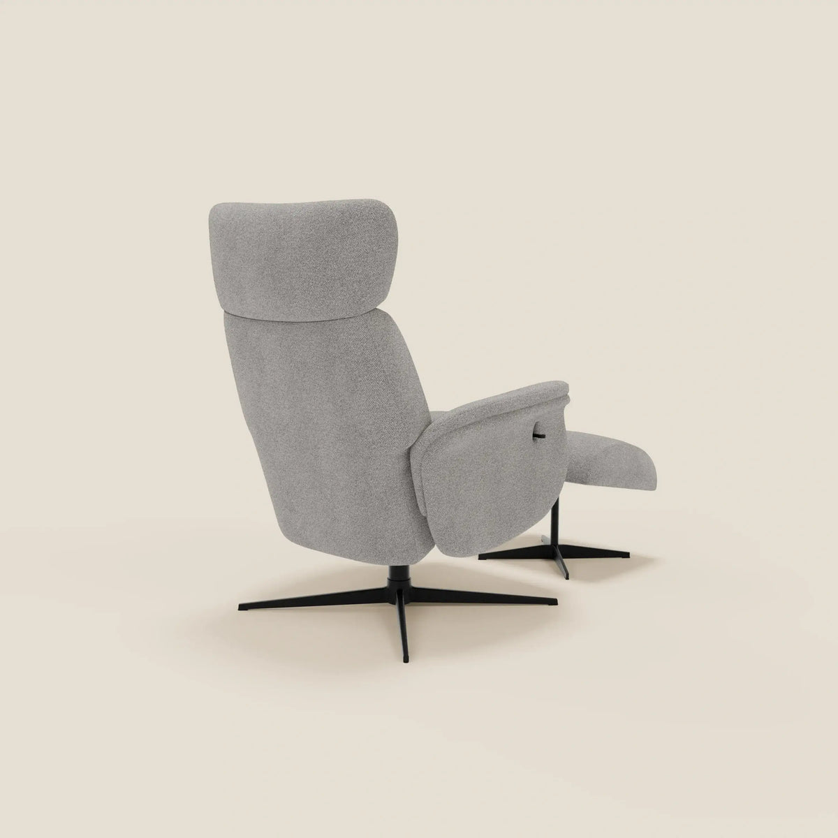 Lunor Poltrona relax reclinabile con pouf poggia-piedi in tessuto bouclé impermeabile T07 - divitt.sbs