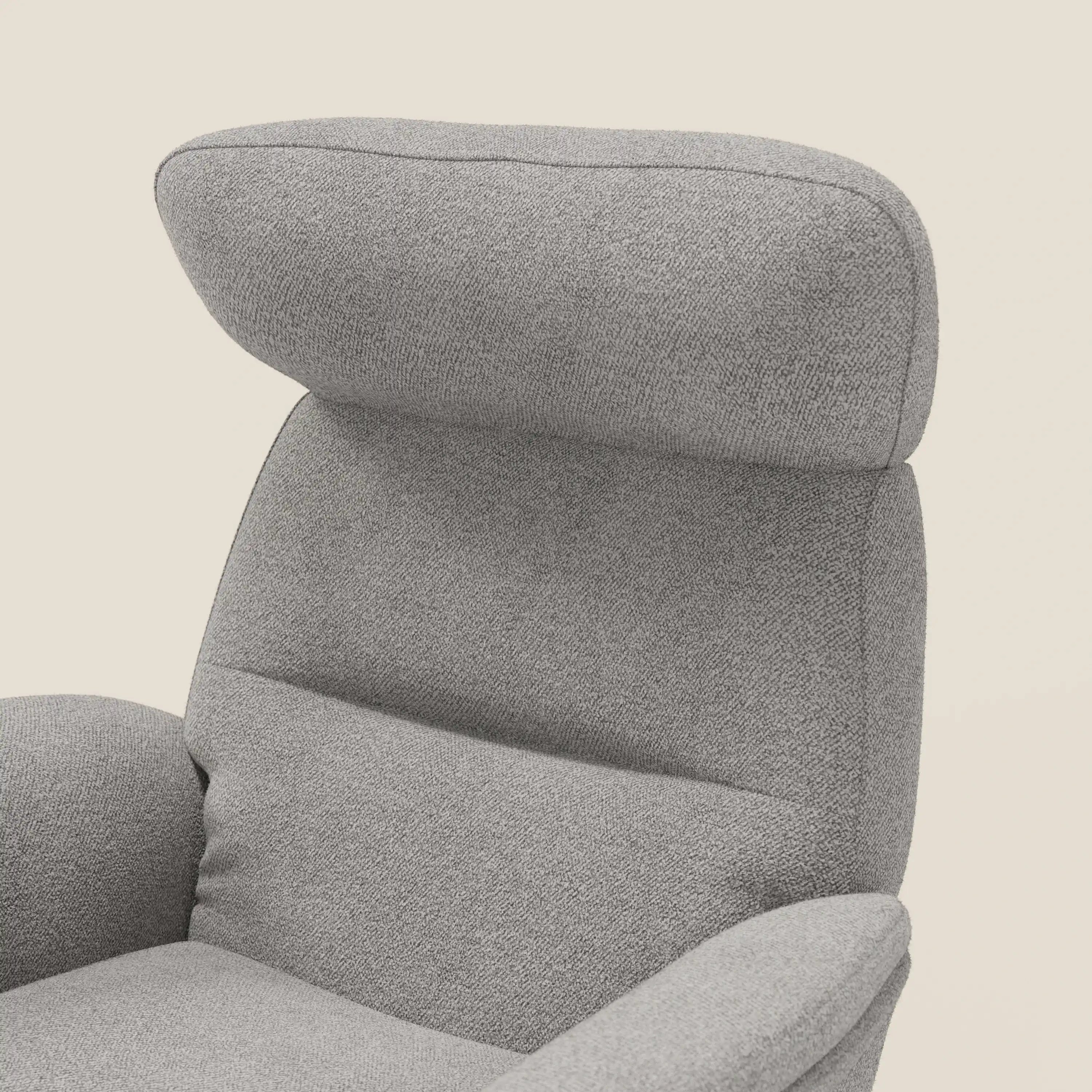 Lunor Poltrona relax reclinabile con pouf poggia-piedi in tessuto bouclé impermeabile T07 - divitt.sbs