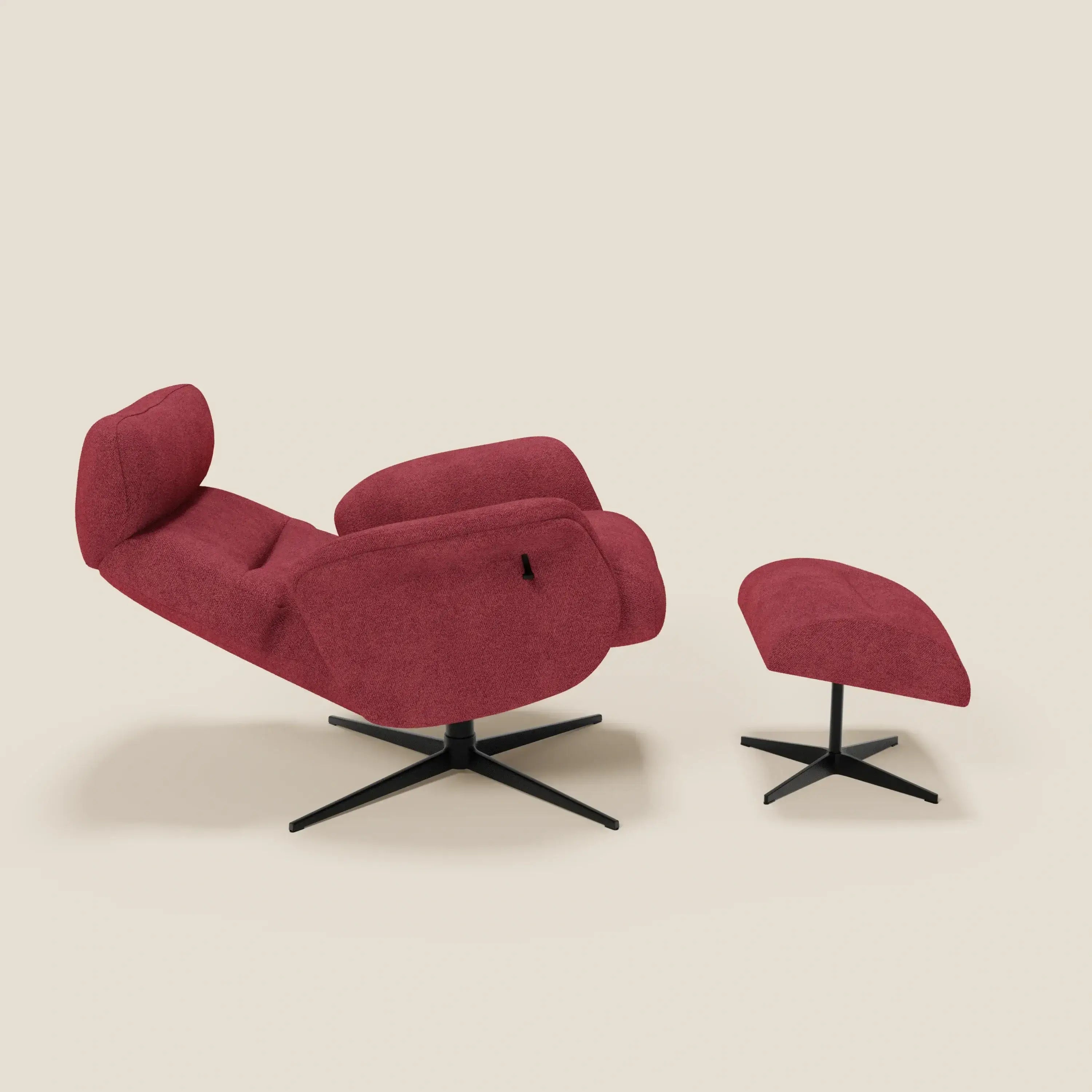 Lunor Poltrona relax reclinabile con pouf poggia-piedi in tessuto bouclé impermeabile T07 - divitt.sbs