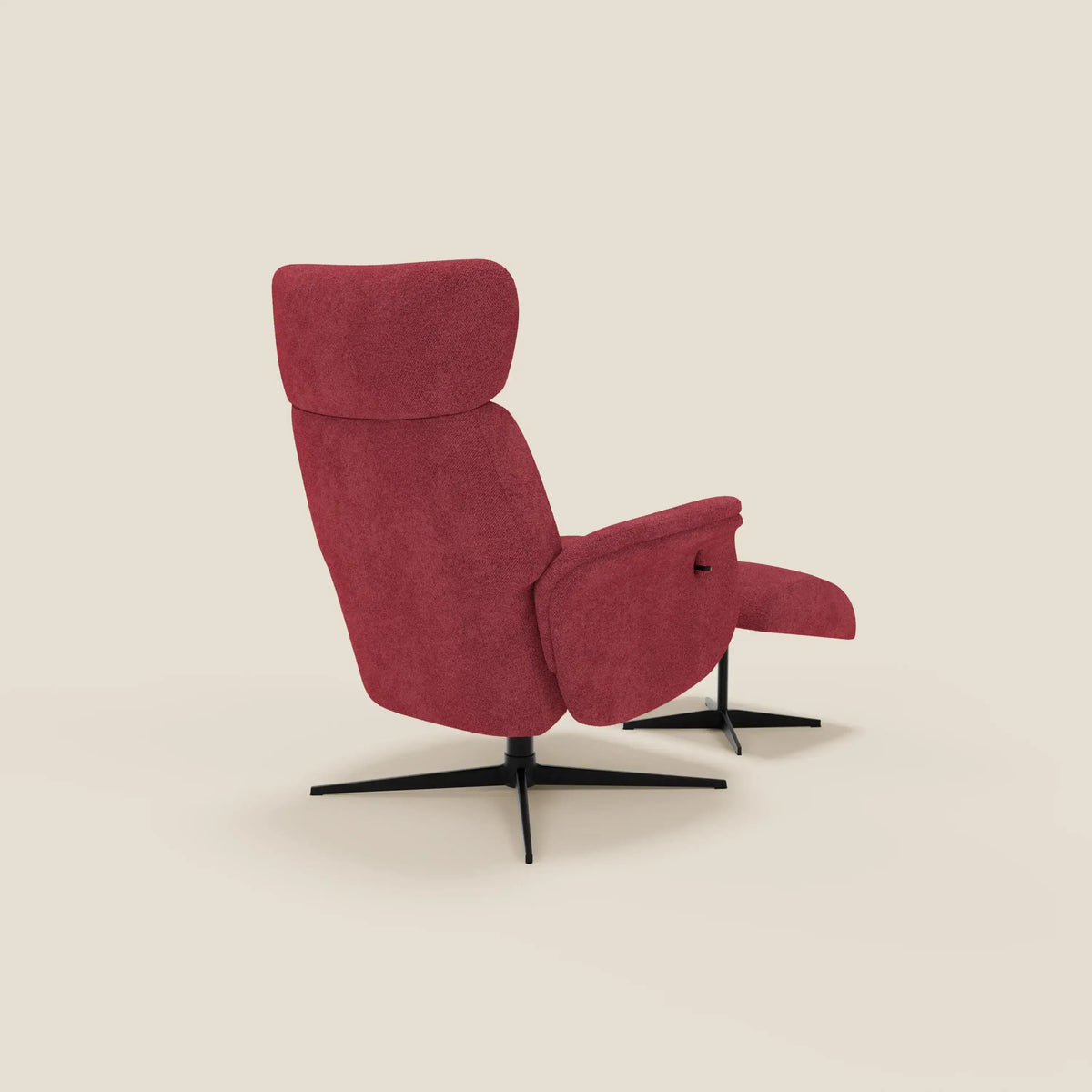 Lunor Poltrona relax reclinabile con pouf poggia-piedi in tessuto bouclé impermeabile T07 - divitt.sbs