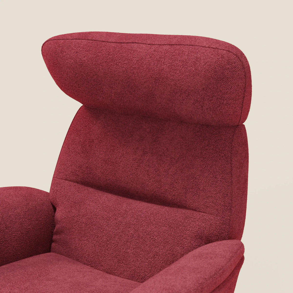 Lunor Poltrona relax reclinabile con pouf poggia-piedi in tessuto bouclé impermeabile T07 - divitt.sbs