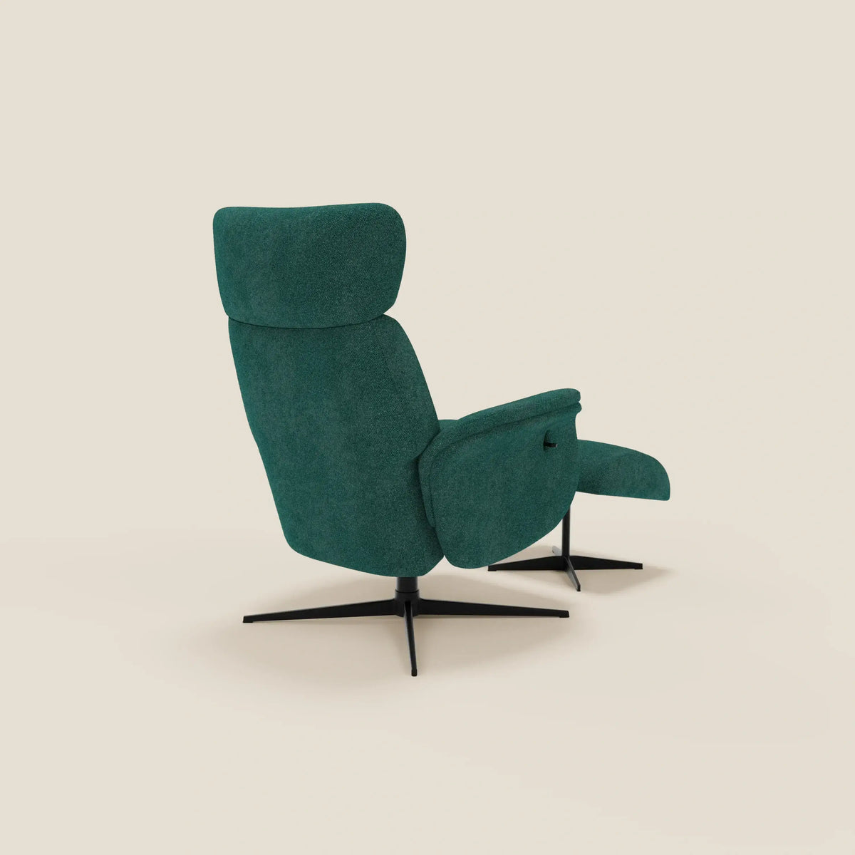 Lunor Poltrona relax reclinabile con pouf poggia-piedi in tessuto bouclé impermeabile T07 - divitt.sbs