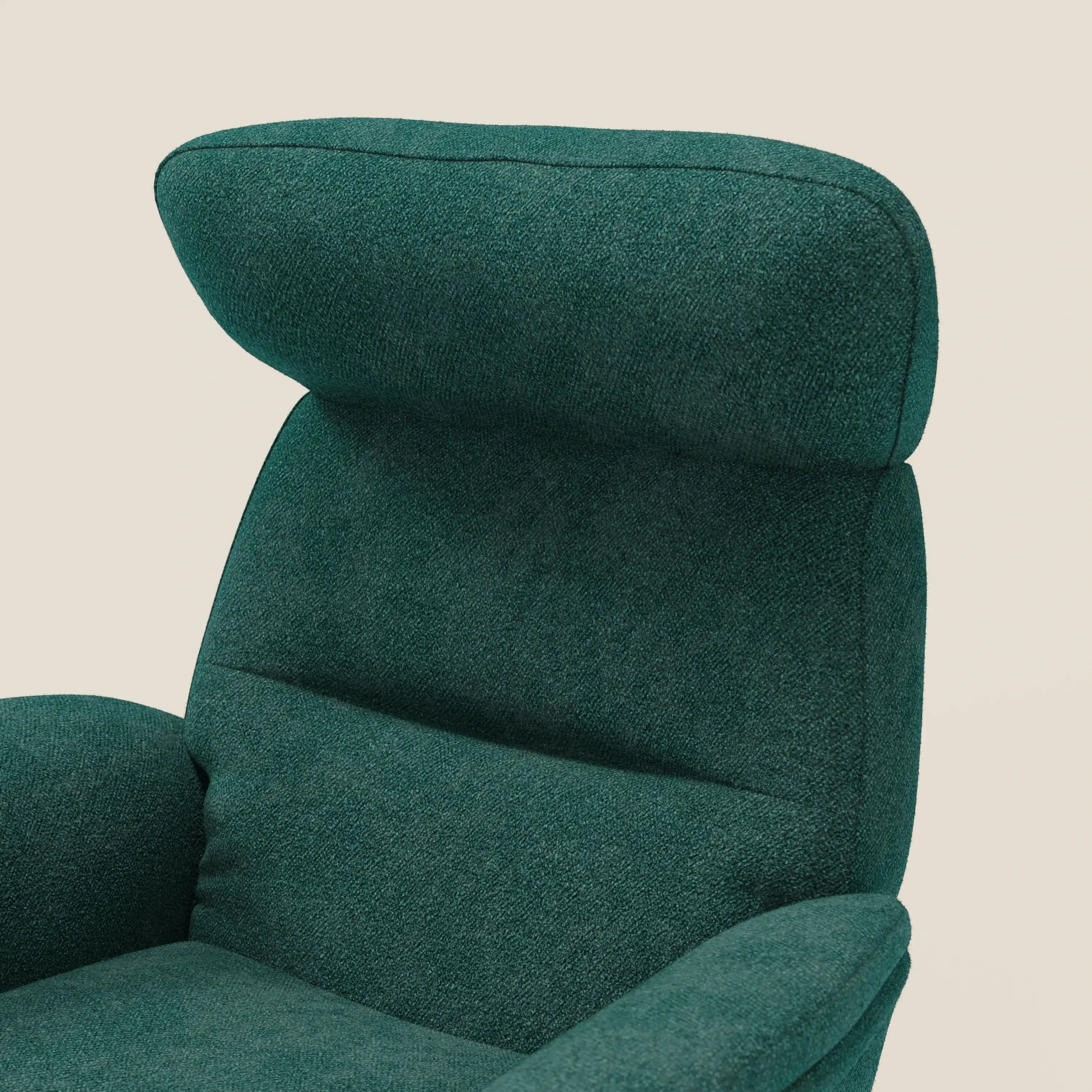 Lunor Poltrona relax reclinabile con pouf poggia-piedi in tessuto bouclé impermeabile T07 - divitt.sbs