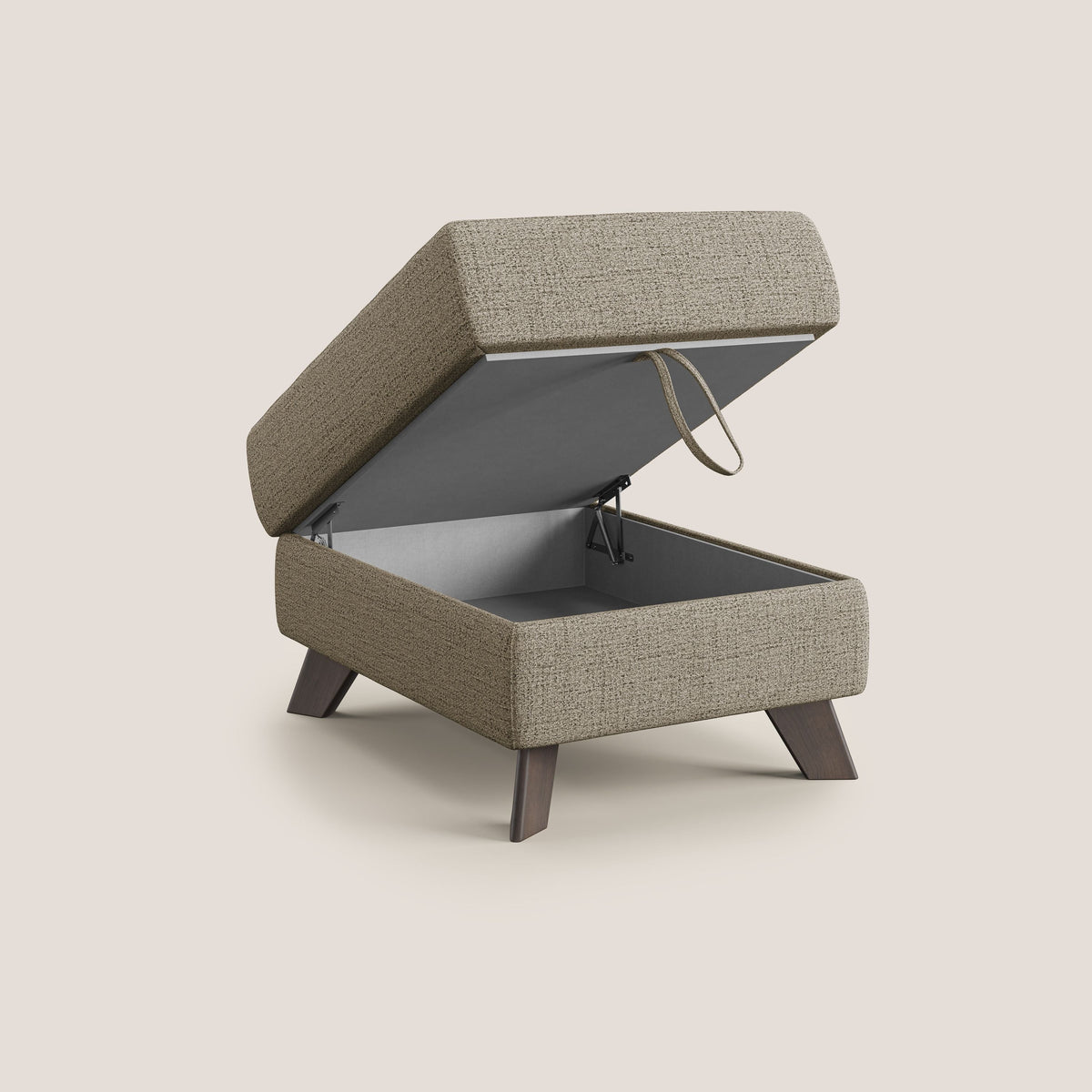 Moon Pouf contenitore e piedini alti in tessuto morbido impermeabile fiammato T03 marrone - divitt.sbs