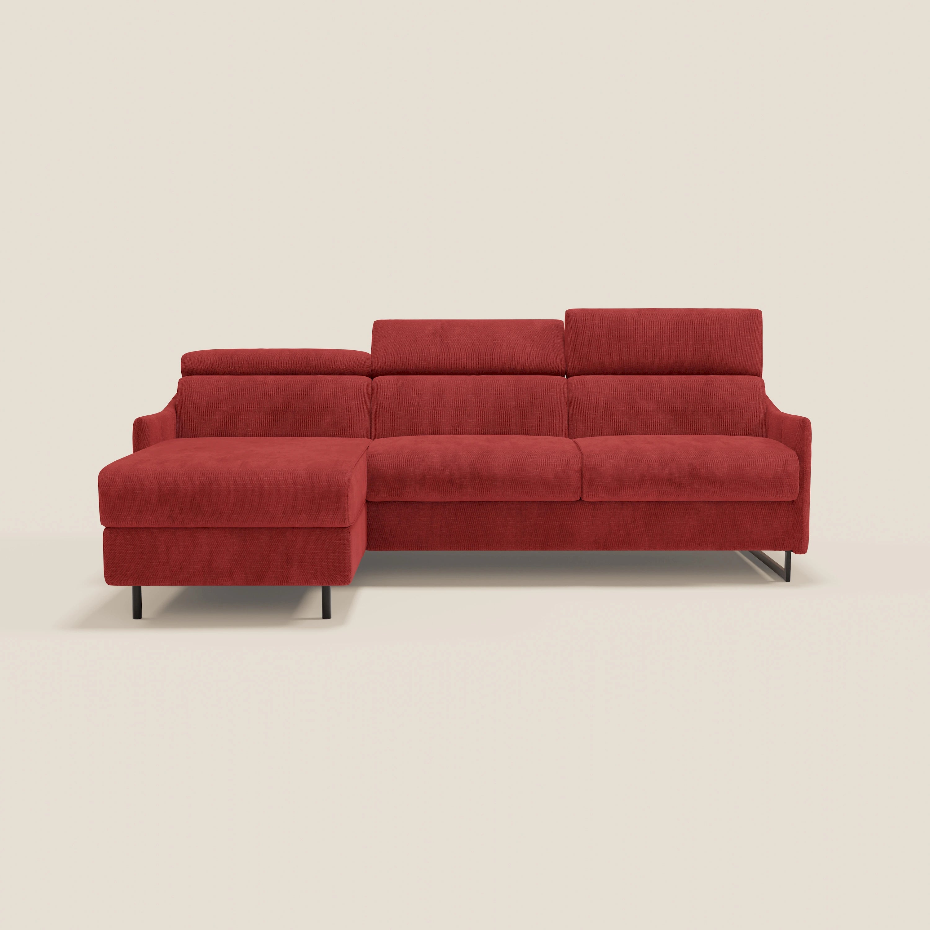 Loto Divano Letto Angolare con Penisola contenitore, Poggiatesta, Materasso Alto H18 in morbido tessuto impermeabile T14 - divitt.sbs