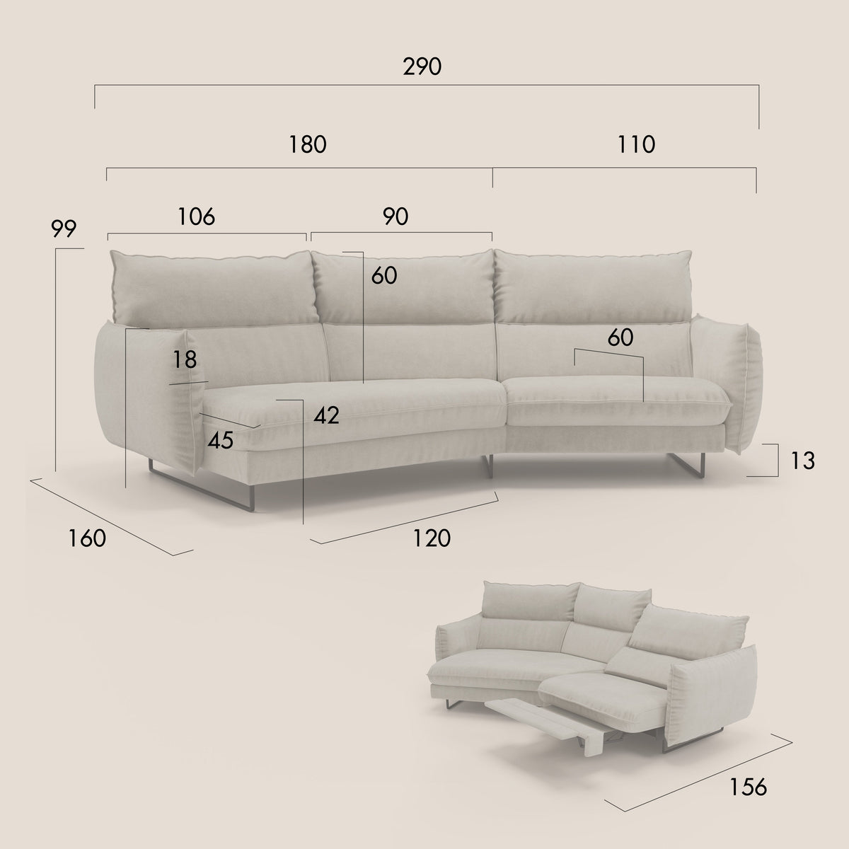 Monamour divano moderno angolare con opzione relax elettrico in microfibra smacchiabile impermeabile T11 rosso - divitt.sbs