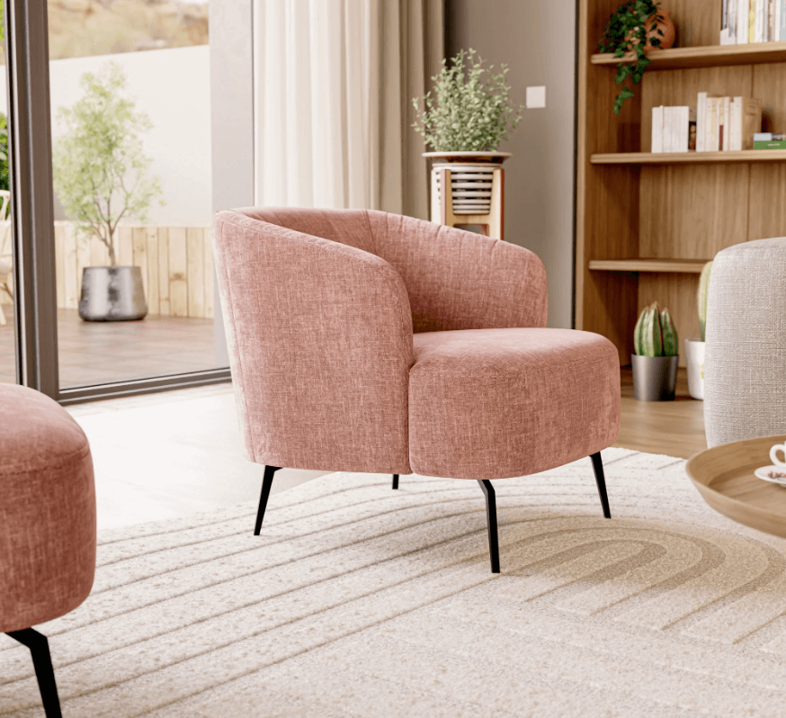 Renoa Poltroncina dall'eleganza moderna in tessuto smacchiabile T24 rosa cipria - divitt.sbs