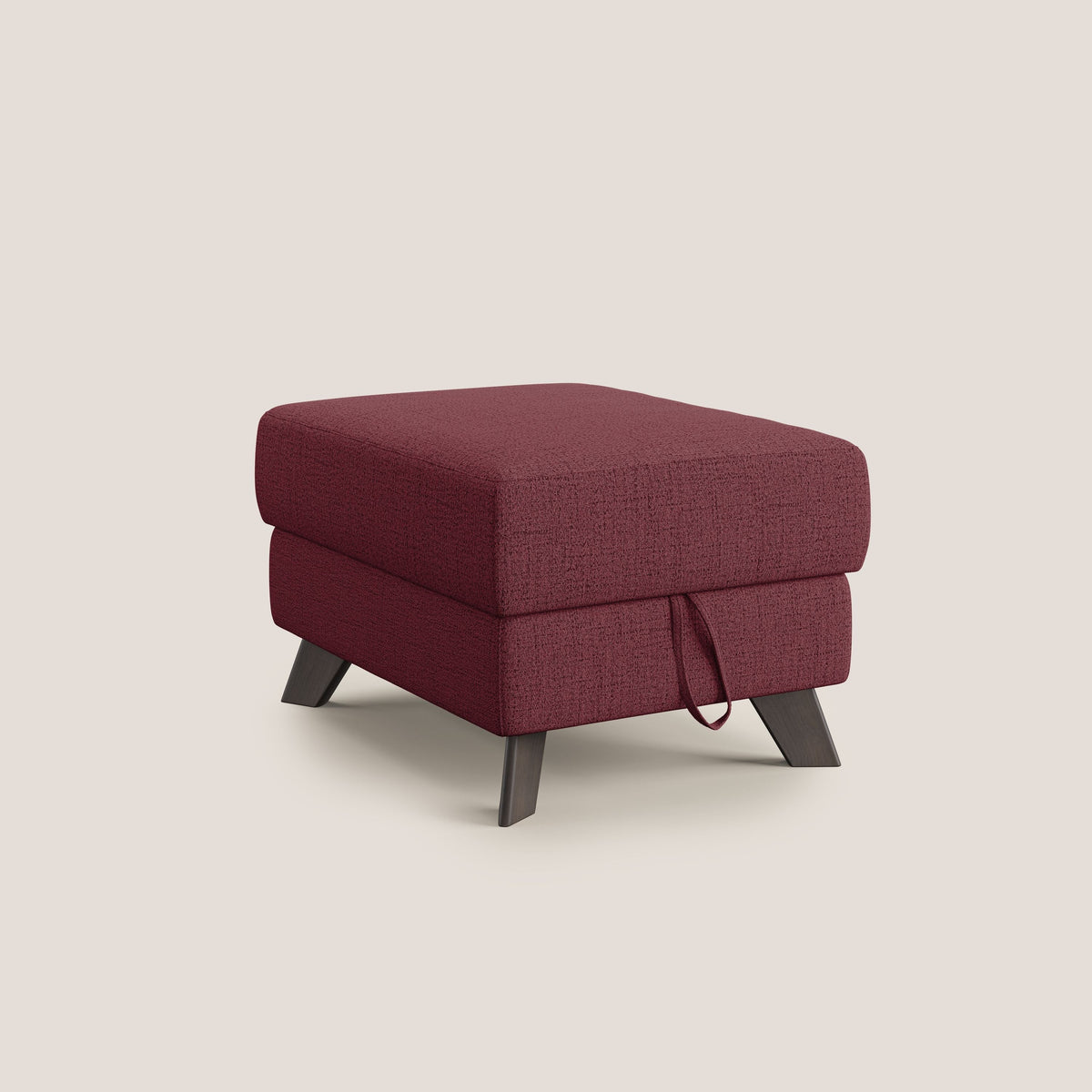 Moon Pouf contenitore e piedini alti in tessuto morbido impermeabile fiammato T03 rosso - divitt.sbs