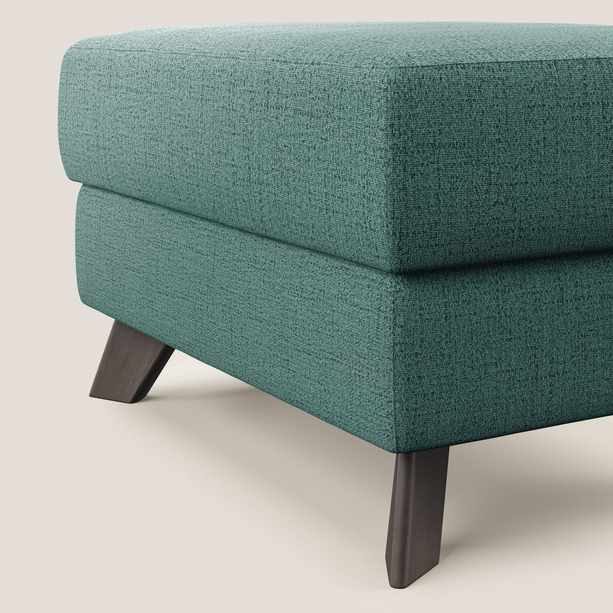 Moon Pouf contenitore e piedini alti in tessuto morbido impermeabile fiammato T03 verde acqua - divitt.sbs