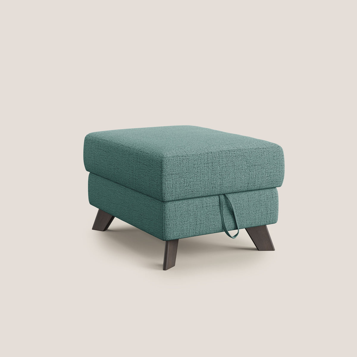 Moon Pouf contenitore e piedini alti in tessuto morbido impermeabile fiammato T03 verde acqua - divitt.sbs