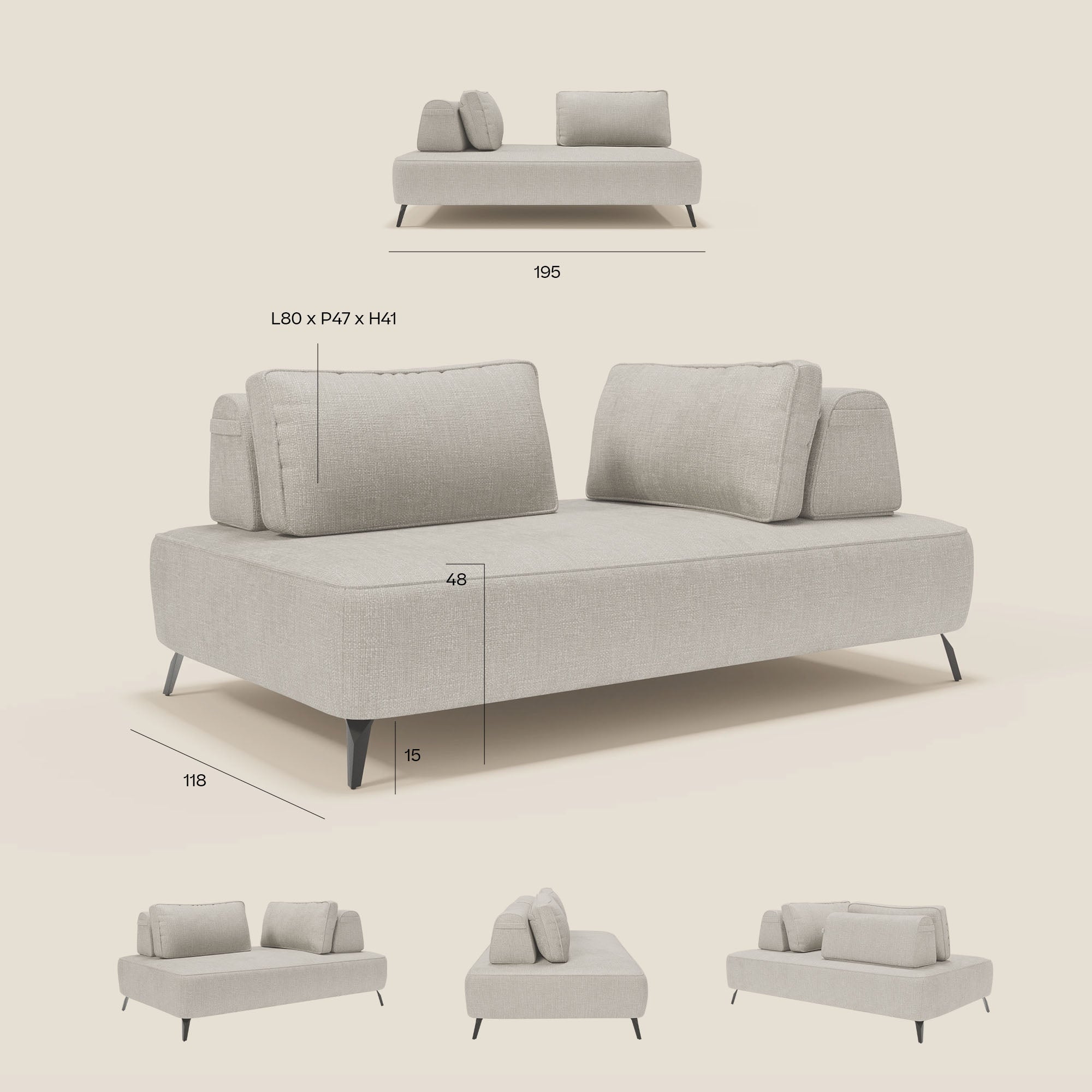 Volta divano modulare con schienali mobili in raffinato tessuto ciniglia T06 antracite - divitt.sbs