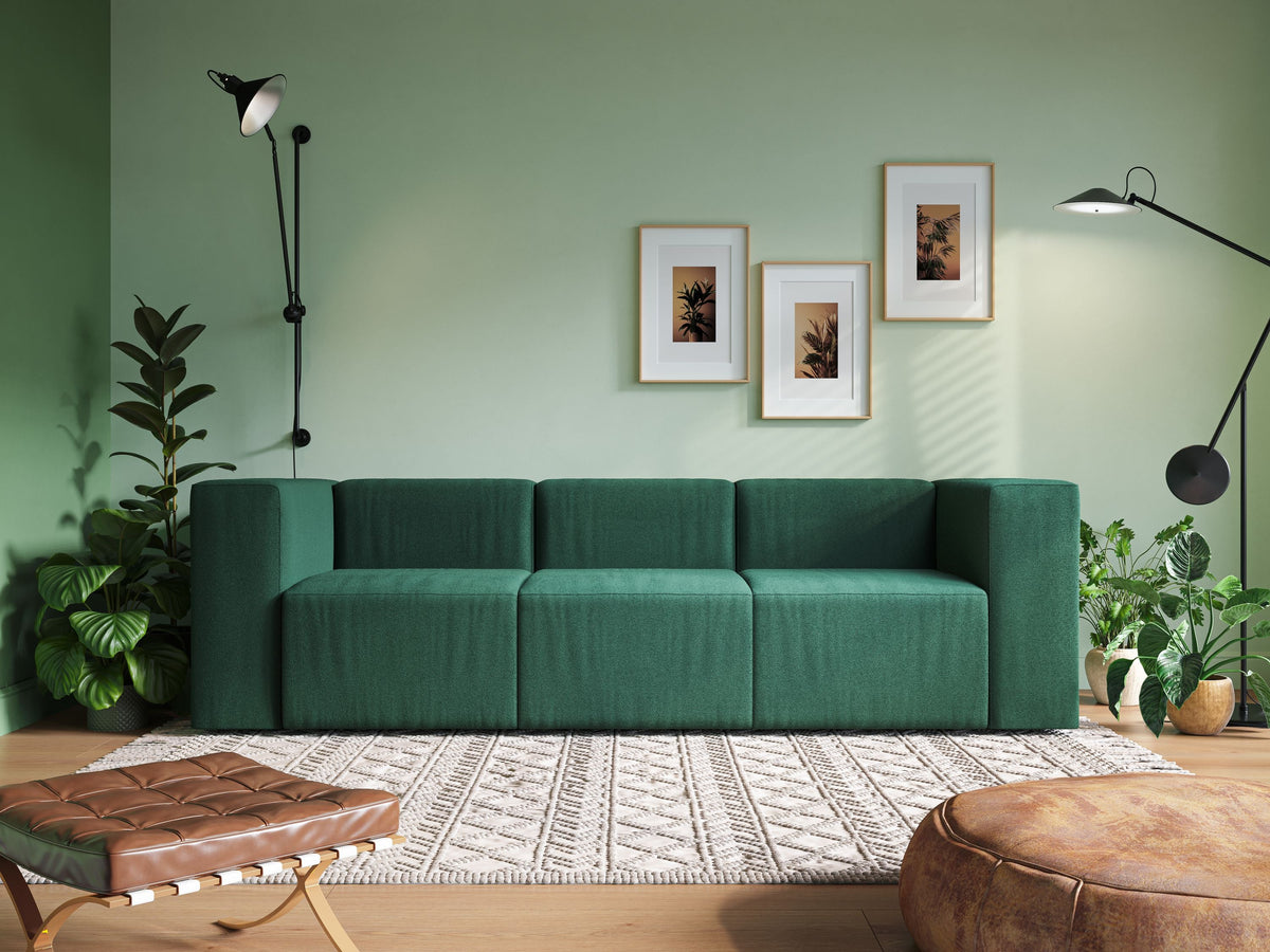 Nettuno divano lineare modulare a 3 sedute componibile in morbido tessuto bouclè T07 beige - divitt.sbs