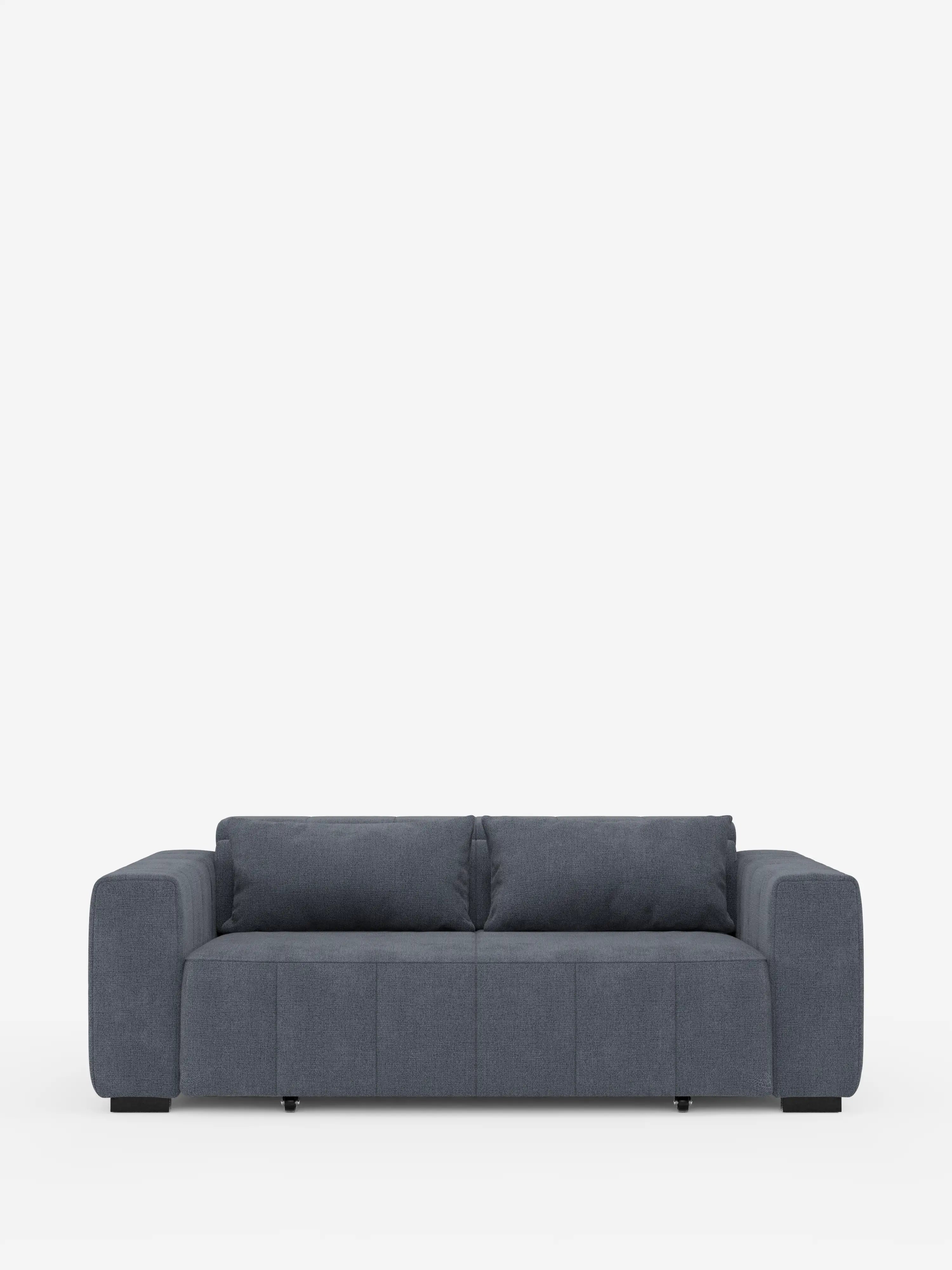 Un divano a tre posti in stile dorico contemporaneo, rivestito in tessuto T23 grigio scuro antimacchia, disponibile su divitt.sbs. Questo divano moderno presenta ampi braccioli squadrati, due spaziosi cuscini di seduta, uno schienale basso dalle linee minimaliste e sedute estensibili grazie alla funzione relax elettrica, completate da poggiatesta regolabili: il tutto messo in risalto da uno sfondo bianco a tinta unita.