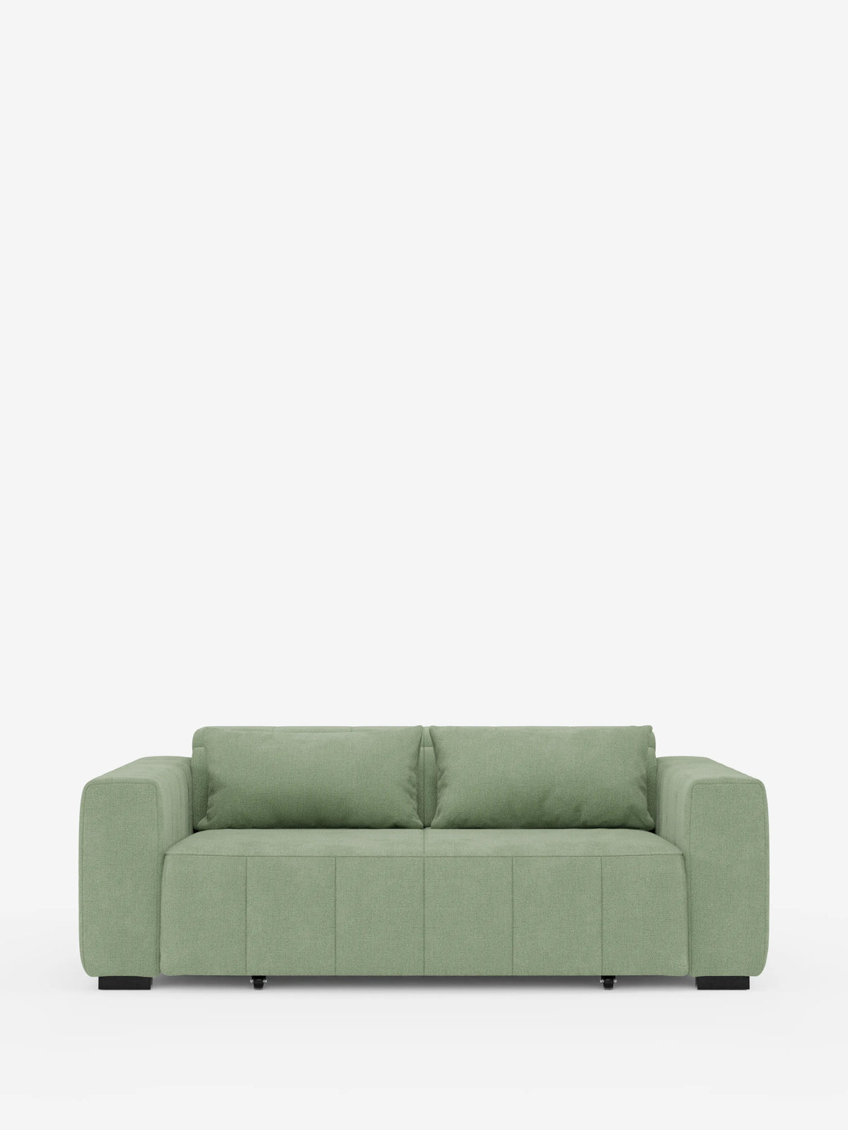 Il divano a 3 posti Doric di divitt.sbs presenta un design moderno e squadrato, con braccioli spessi e doppi cuscini di seduta. Rivestito in tessuto T23 smacchiabile color verde salvia tenue, questo divano è completamente sfoderabile ed è dotato di sedute estensibili elettricamente e di un poggiatesta reclinabile per un maggiore comfort. Poggia su gambe basse nere su uno sfondo bianco a tinta unita, che ne sottolinea l’estetica pulita e minimalista.