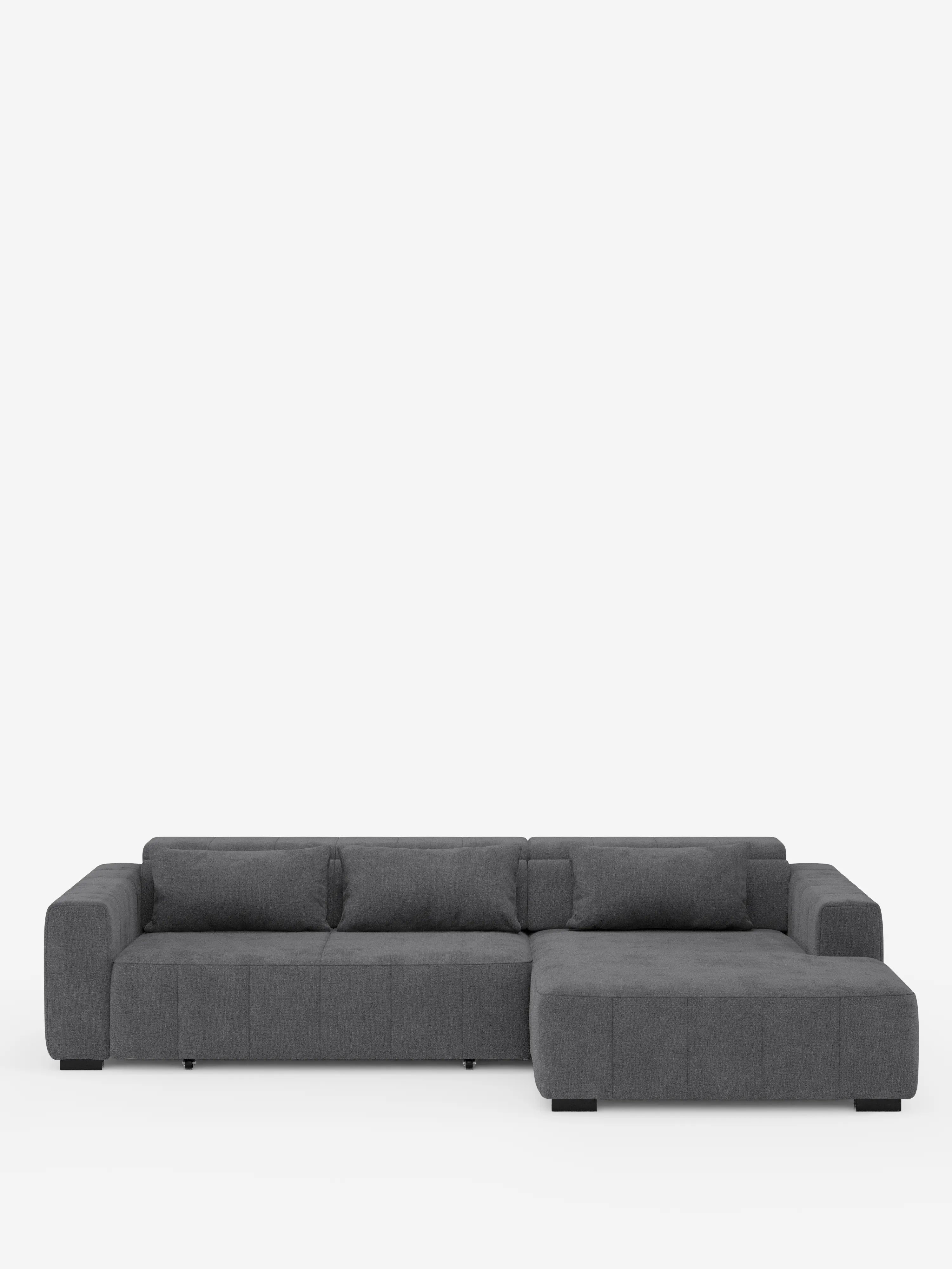 Doric Sofá esquinero con chaise longue y asientos extensibles con relax eléctrico - reposacabezas reclinables en tejido antimanchas T23